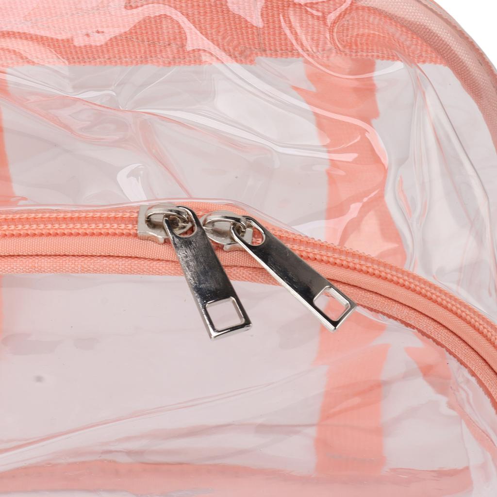 PVC Transparent Backpack Portable PVC Zipper Design High Capacity Clear Backpack for School Pink