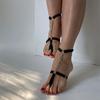 Chain Gothic Black Elastic Band Bandage Anklet Bracelet For Women High Heel Summer Barefoot Ankle Sandals Prom Foot Belt