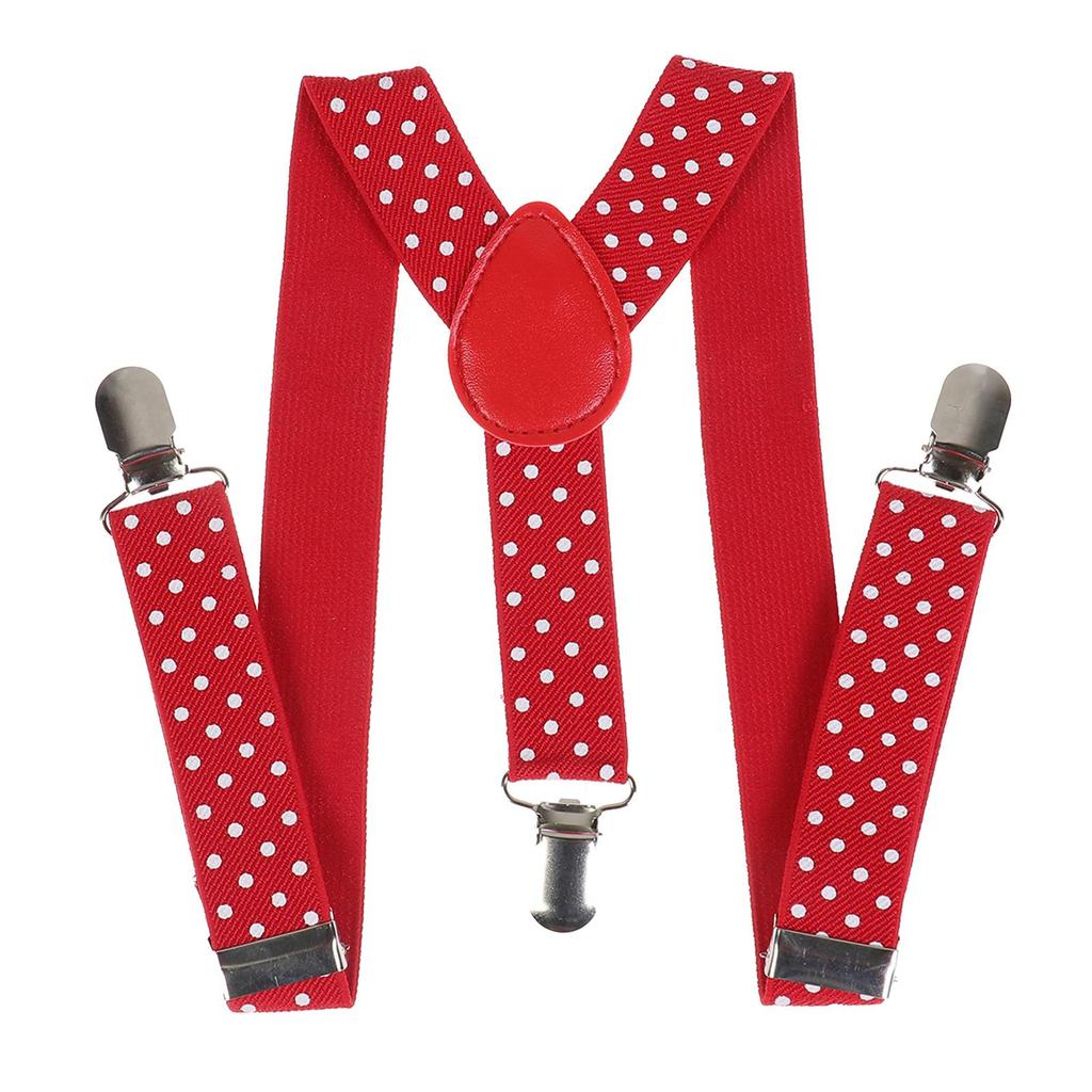 Kids Polka Dot Suspenders 3 Clips Y Back Elastic Adjustable Braces