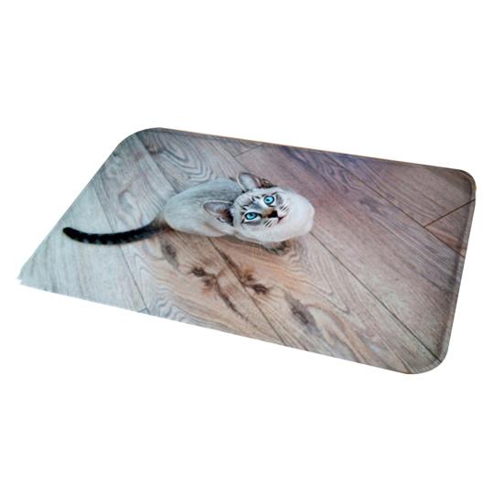 Cute Cat Puppy Flower Print Floor Mats Bedroom Carpet Anti-Slip Kitchen Toilet Doormat