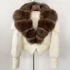 OFTBUY Down Jacket Women 2024 New Winter Natural Real Raccoon Fox Fur Collar Short White Duck Down Coat Thick Warm Casual Outerwear