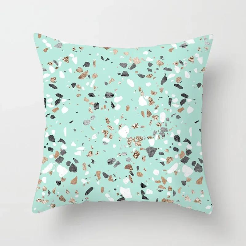 Mint Green Geometric Printed Pattern Cushion Cover for Home Living Room Sofa Decoration Square with Polyester Pillowcase