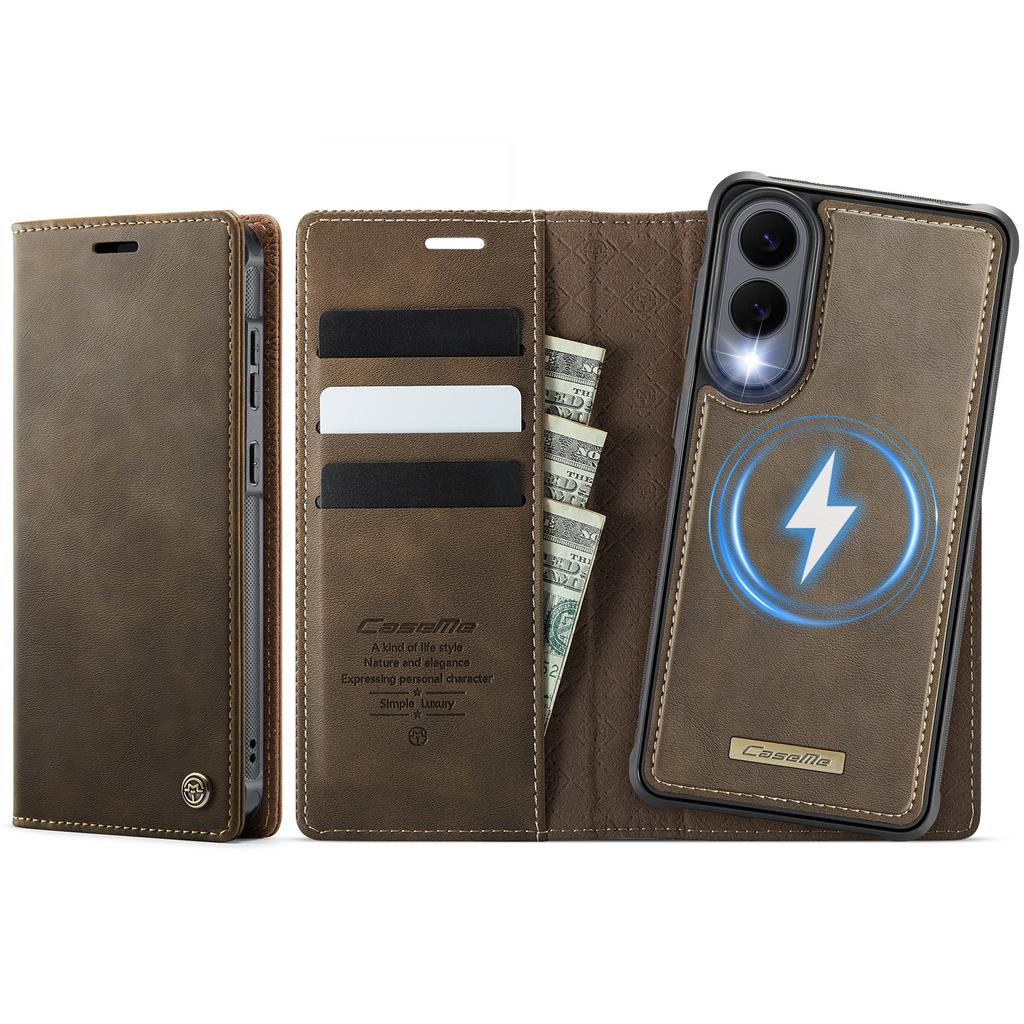 Für Samsung Galaxy S25 Edge Case CASEME C49 Magnetisches Case RFID-blockierend Abnehmbares Portemonnaie Leder Handyhülle