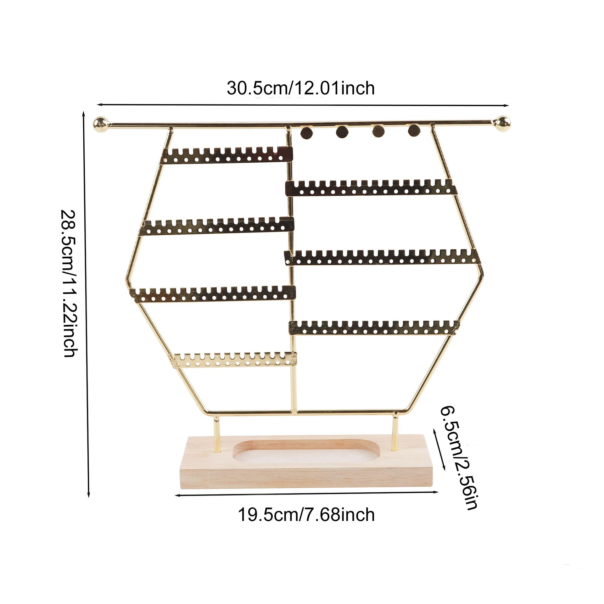

Fashion Metal Hexagonal Jewelry Rack Desktop Pendant Necklace Bracelet Earring Ring Display Storage Stand Counter Showcase Props золотий