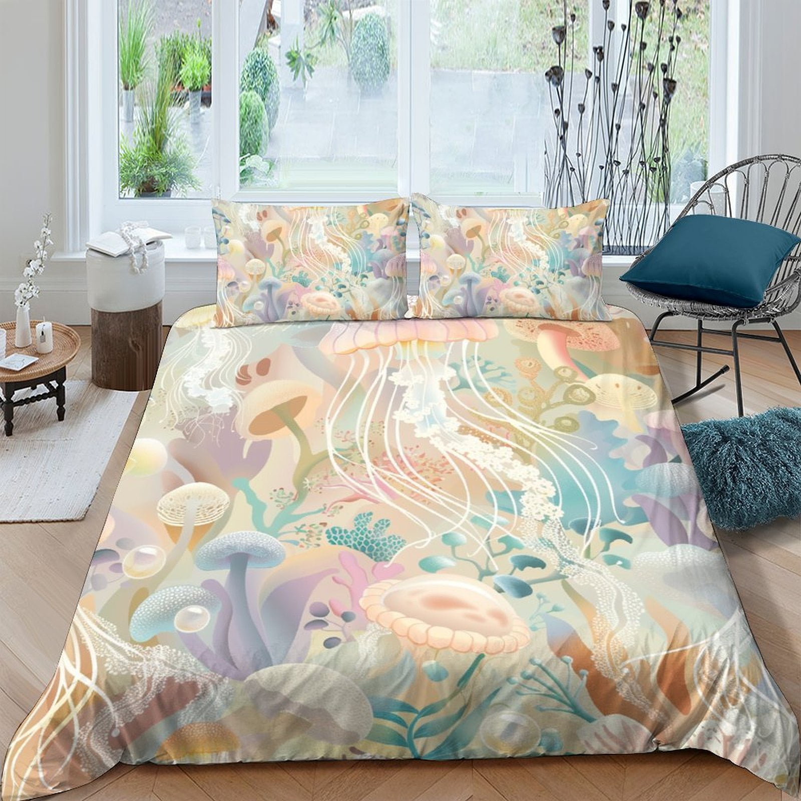 

Comforter Ocean Jellyfish Queen Sizeunderwater World Bedding Queen Sizesealife Decorationreversibleultra Soft Kids Adults Comforter (quilt)-EU Single(135*200cm)3pcs