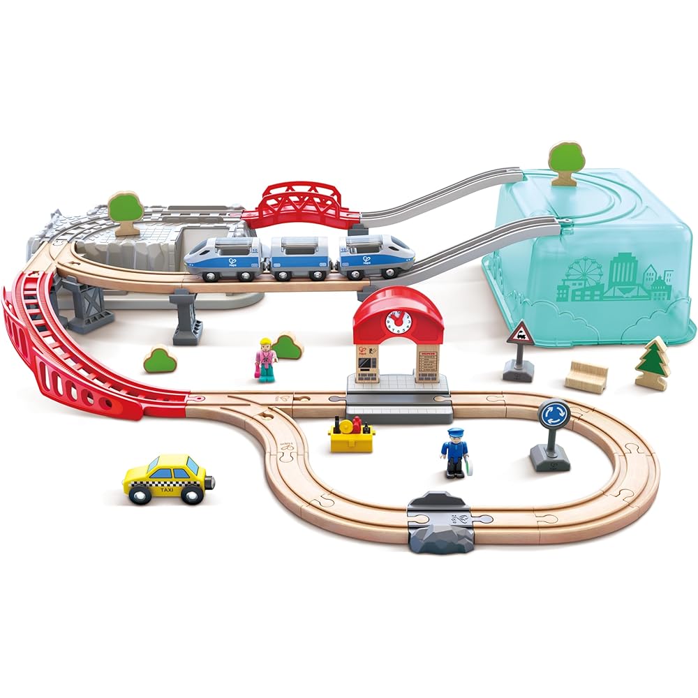 Hape City Rail Box Set Wooden Educational Toy 75x87x14cm for Ages 3 and Up