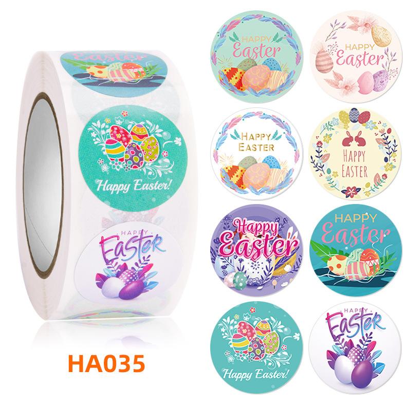 1inch 2.5cm Easter Cartoon Sticker Bunny Egg Decoration Roll Sticker Gift Sealing Happy Easter Day Holiday for small business