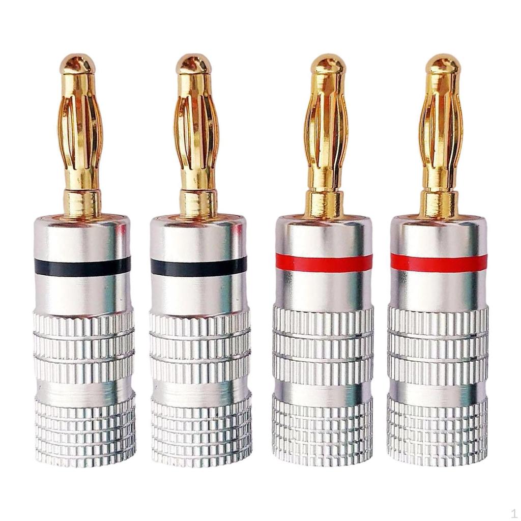4mm Banana Plugs Solderless Audio Speaker Connector Professional Adapter Cable for