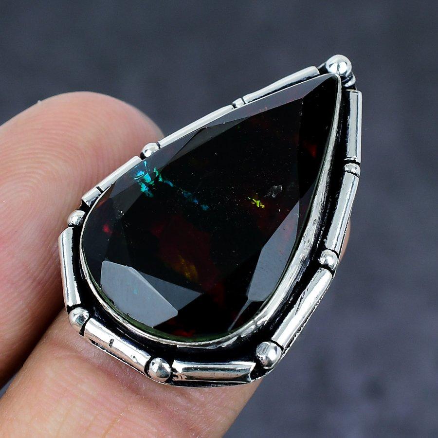 Dichroic Glass Gemstone 925 Sterling Silver Jewelry Ring Size 7