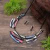 Luxury New Color Oil Irregular Line Stud Earrings Necklace Set, Women's Exaggerated Geometric Line Necklace