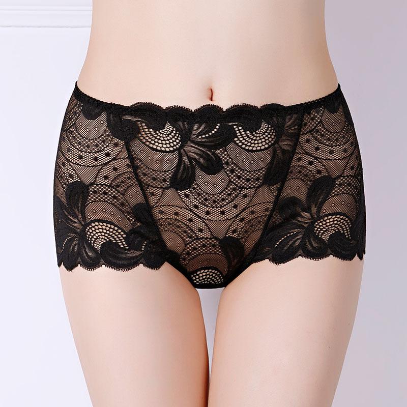 Women Plus Size Lace Panties Sexy High Waist Pants Seamless Butt Lifter Lingerie Female Flowers Mesh Breathable Briefs 4XL