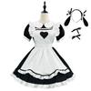 Sharphon Maid Cafe Black Maid Outfit with Ruffles and Bunny Ears, Classic Maid Costume, Full Set, Cute, Sexy, Popular with Men, Plus Sizes, Adult, Wom