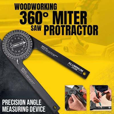Fierăstrău pentru ongleză din aliaj de aluminiu Raportor pentru prelucrarea lemnului Găsitor de unghi de 360° Inclinometru Ferăstrău pentru ongleză Dispozitiv de măsurare a unghiului de împărțire Instrument