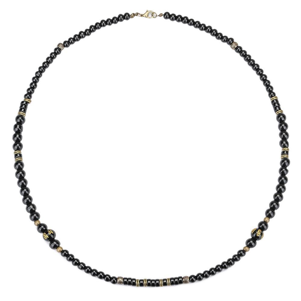 Black Agate Ethnic Style Necklace Male Surfer Man Gift Tibetan Beaded Necklace Retro Necklace