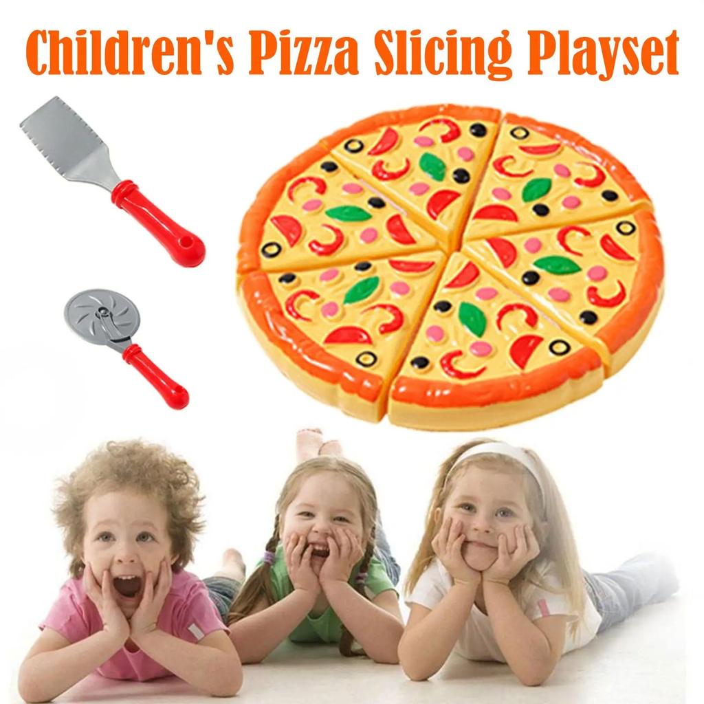Dětská hračka na krájení pizzy - Kuchyňské doplňky na hraní, Předstírané vaření jídla, Sada falešných pizz pro děti na hraní doma