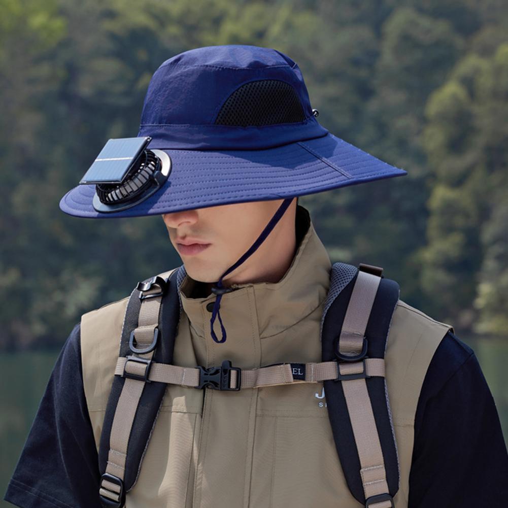 Wide Brim Solar Fan Hat Outdoor Fishing Hat with Removable & USB Charging Fan Outdoor Sun Hat for Beach Garden Outdoor Sports