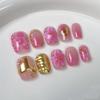Sweet Gel Nail Tips With 3D Floral Relief Design Ice-Transparent Blush Finish Short Wearable Press-On Nails Handmade