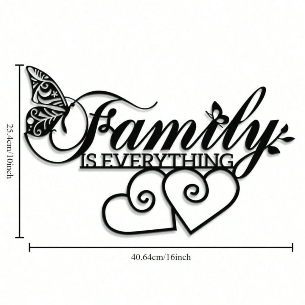 Black Metal Family Is Everything Wall Art Modern Home Decor Gift for Living Room