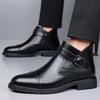 Fashion Fashion Casual Business Leather Boots for Men Solid Color Buckle Designer Shoes Male Autumn Winter Antiskid Work Boots Man