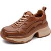 Fashion GKTINOO 2025 Autumn New Genuine Leather Sneakers Retro Handmade Casual Shoes Round Toe Lacd-up Women's Platform Wedge Shoes