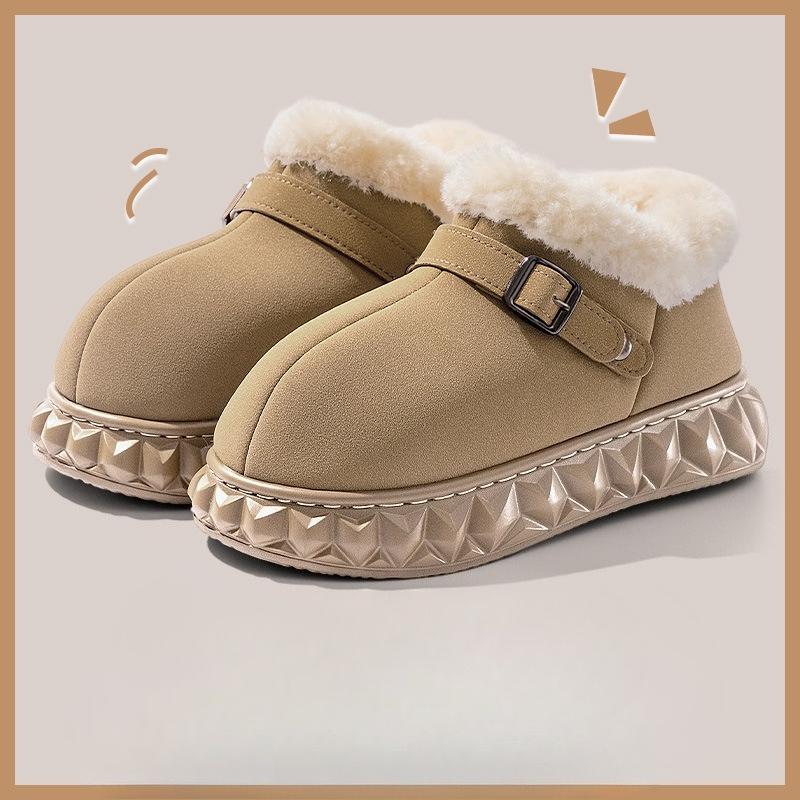 Thick-soled Cotton Shoes, Indoor Home Plush Warm Slippers for Women