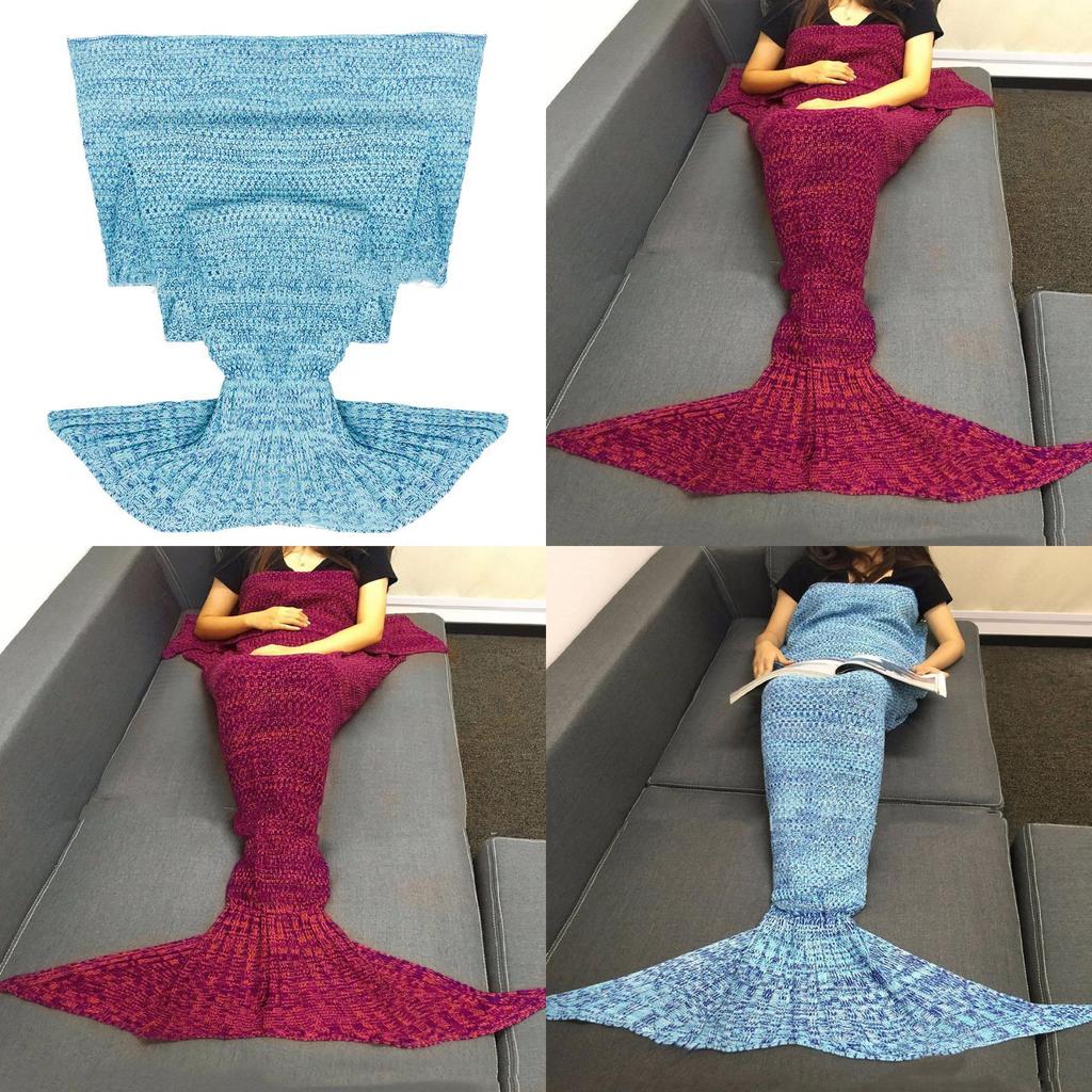 Mermaid Tail Blanket With Knit Fabric For Cozy Home Lounge Decor