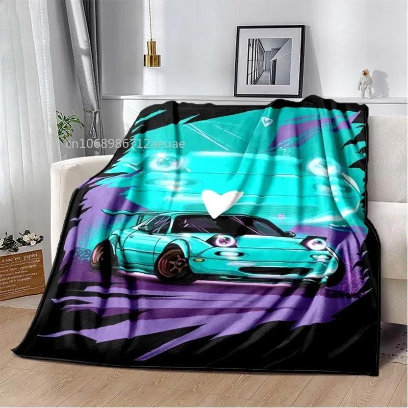 Neon Japanische Kunst Miata Auto Bedruckte Flanelldecke Leicht Warm Plüsch Bett Sofa Stuhl Decke