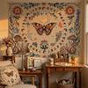 Vintage Butterfly and Moon Phase Wall Tapestry, Aesthetic Mushroom and Botanical Art Tapestries Room Decor,Cottagecore Tapestry