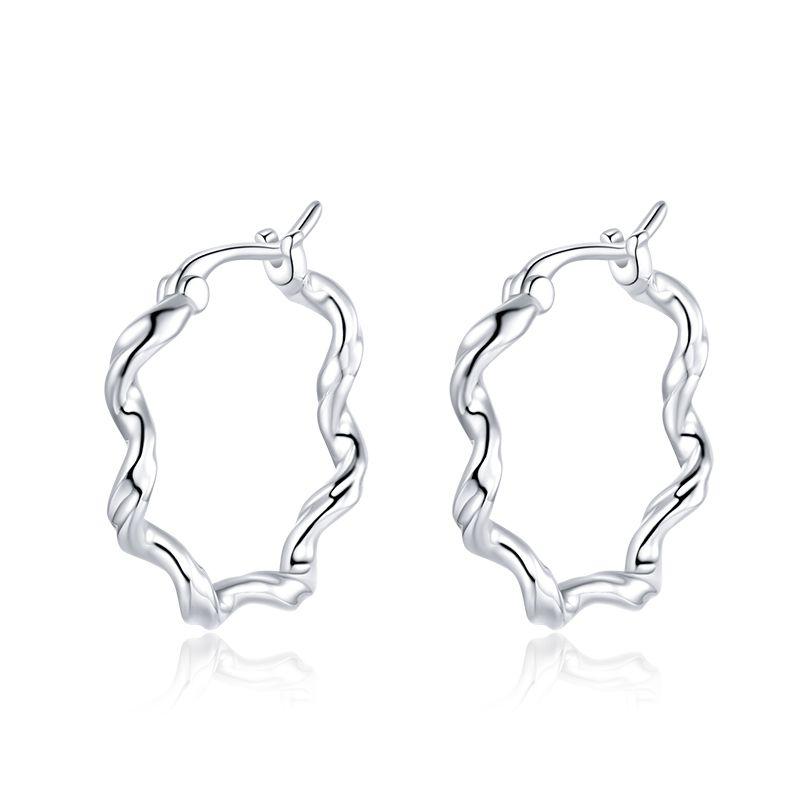WOSTU 925 Silver European Simple CZ Ear Buckles Heart Hoop Earrings for Women Wedding Gift Minimalism Jewelry E737