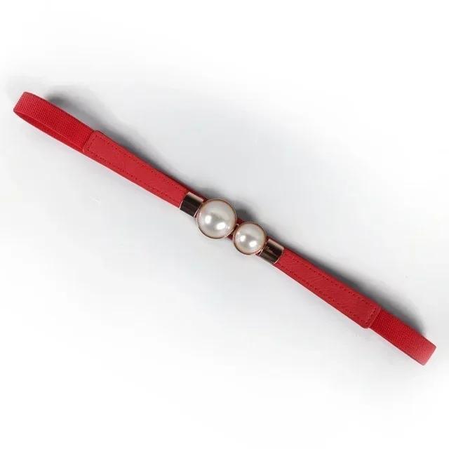 Women's Belt Creative Double Pearl  Leather Dress Waist Elastic Thin Elegant Women Fashion Accessories Clothes Decoration Gifts
