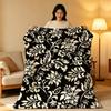 Art B-Black a-and W-White Floral Throw High-Density Short Plush Blanket Soft Skin-Friendly for Sofa Nap Air-Conditioned Room