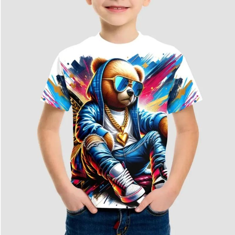 Clothing for Boys Cartoon Character 3D Printing Summer Casual Comfortable Round Neck Short Sleeve Body Shirt Children's T-Shirt