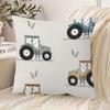 Vintage Tractor Design 45.72x45.72cm Short Plush Pillowcase - Double-Sided, Seamless Digital Print for Sofa & Bedroom Decor, Machine Washable, Zip Clo