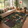 Whimsical Vintage Forest Mushroom Fern Area Rug Non Slip Floor Mat for Living Room Bedroom Cottagecore Nature Home Decor