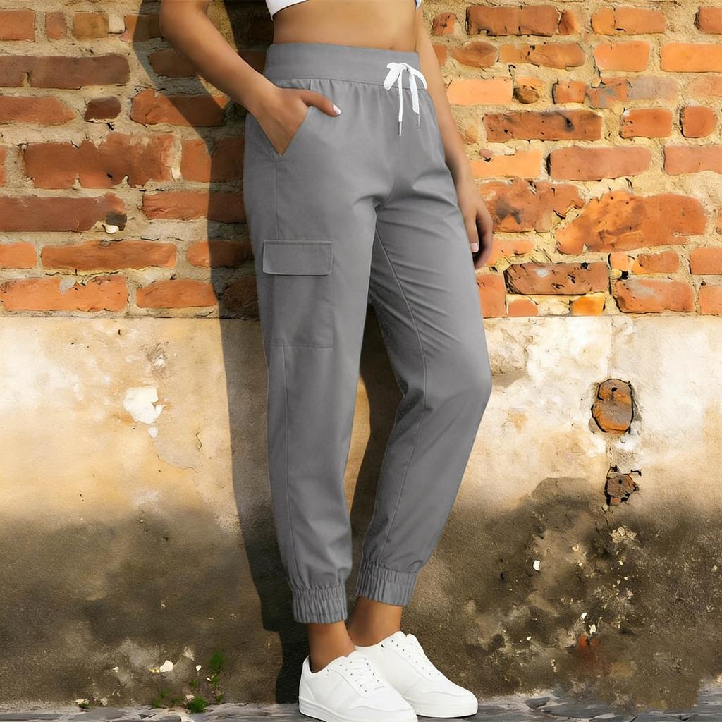 Γυναικείο Παντελόνι Jogger με Λάστιχο στη Μέση, Casual Χαλαρή Εφαρμογή, Ελαστικές Μανσέτες με Τσέπες, Ελαφρύ Παντελόνι Στυλ Cargo