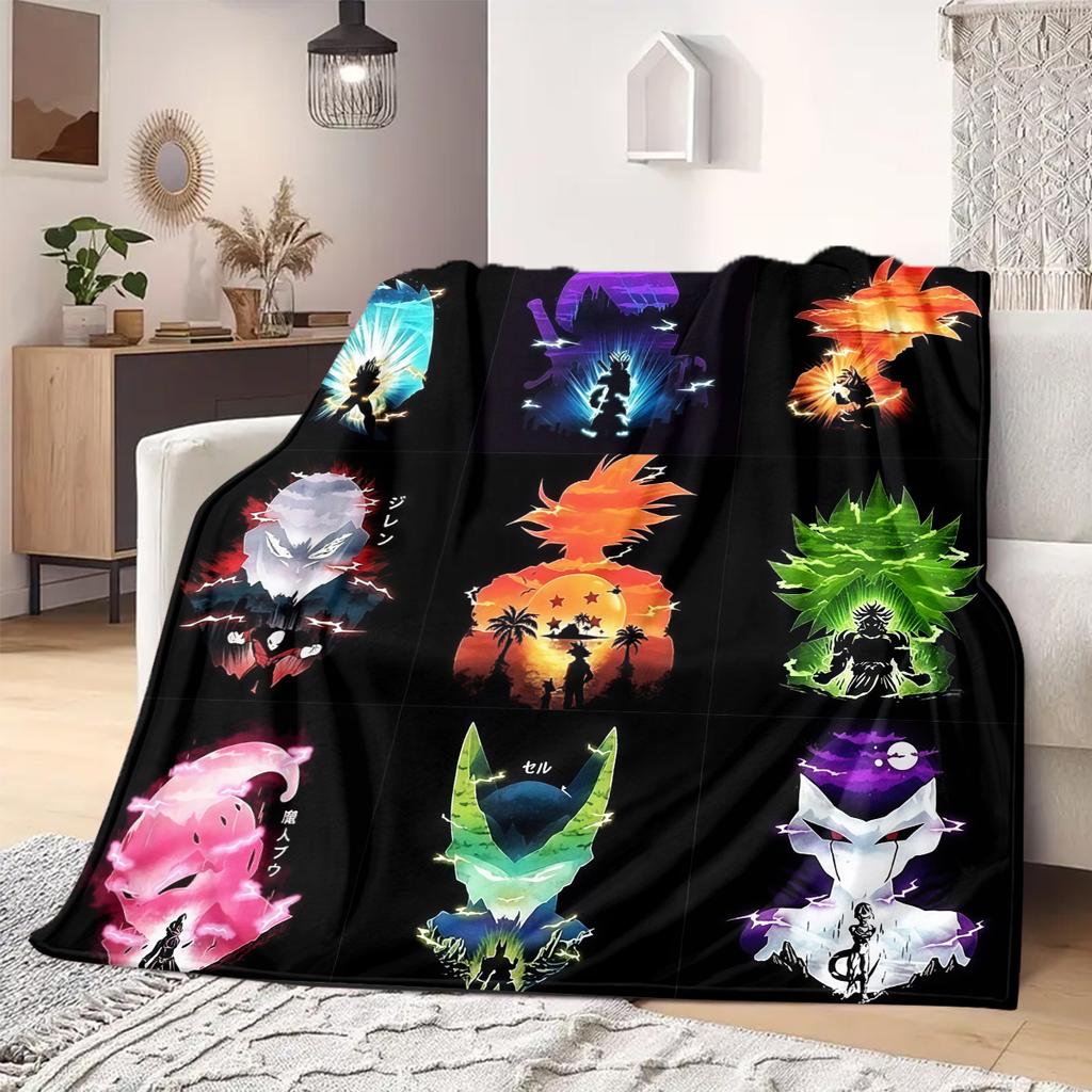Dragon Ball Z Print Blanket Warm Comfortable Flannel Blanket Suitable for Bedrooms,Sofas, Beds,Chairs,Travel -QIAO22