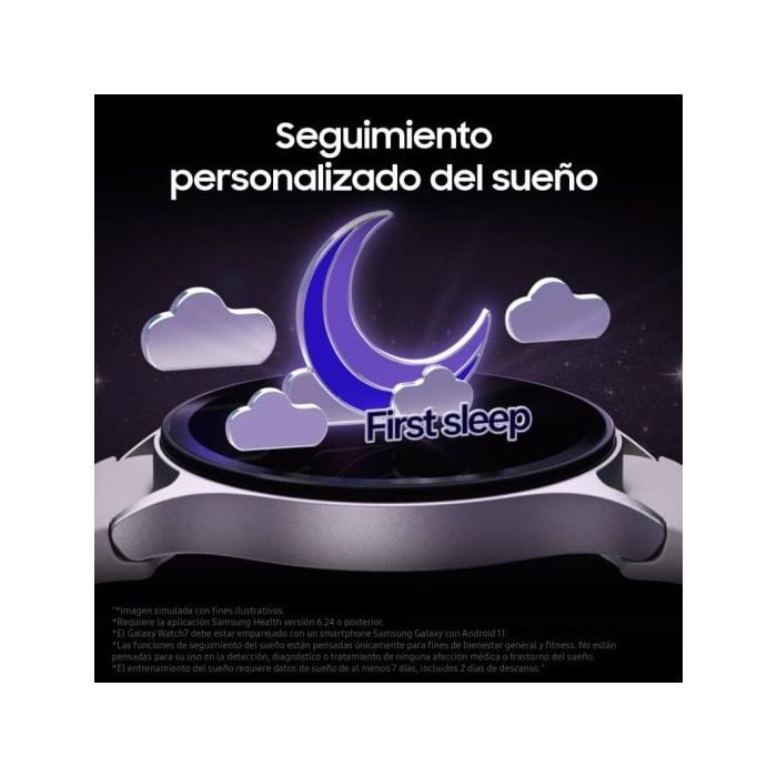 Montre intelligente avec cadran rond de 44 mm Samsung Galaxy Watch7 en argent avec écran tactile de 1,47", connectivité, WiFi 5, NFC