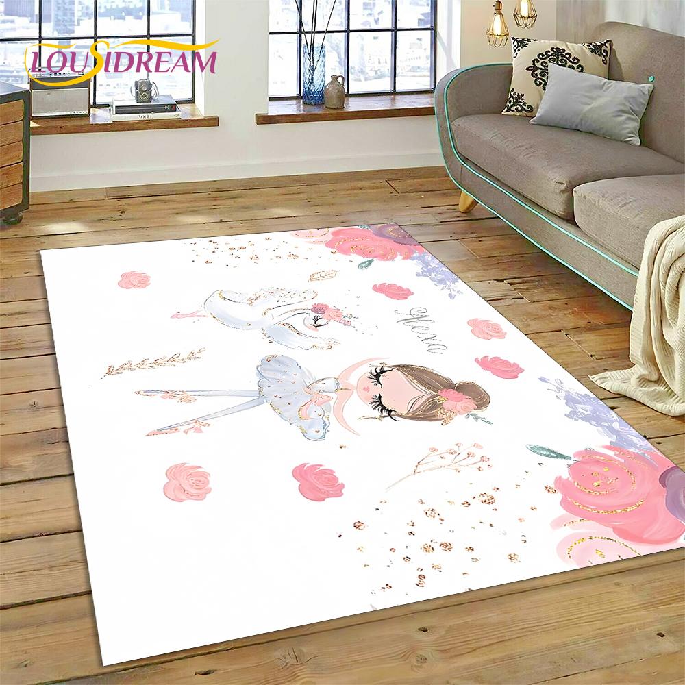 

Cute Dream Ballet Girl Ballerina Fairy Cartoon Rug Carpet for Living Room Bedroom Decor,Non-slip Decoration for Sofa Doormat Kid 40x60cm( 15x23in )