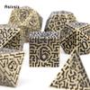 7 Pcs Copper Metal Dice Maze Solid Metal Polyhedral Dice Set Suitable for Role-Playing RPG  Board Game Card Game