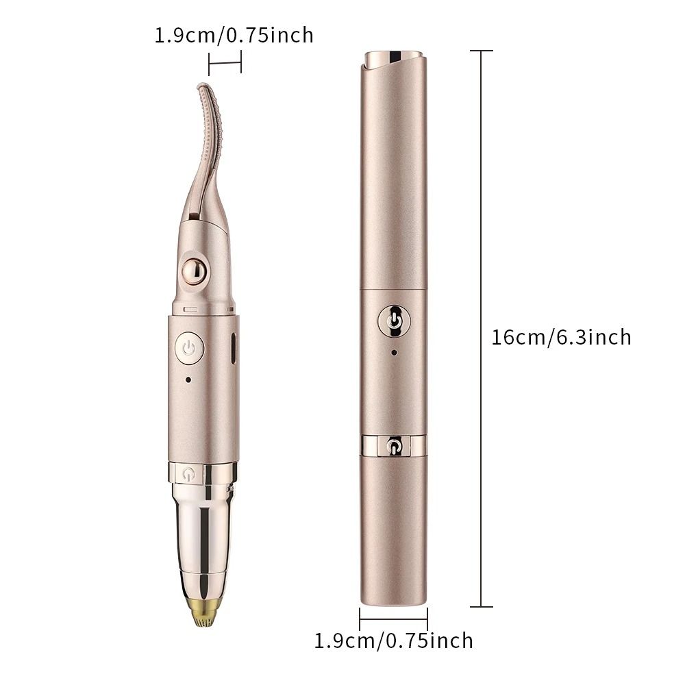 Dual Head Electric Eyebrow Shaver Two-Gear Temperature Adjustment 2 in1 Eyelash Clip  Makeup Tool