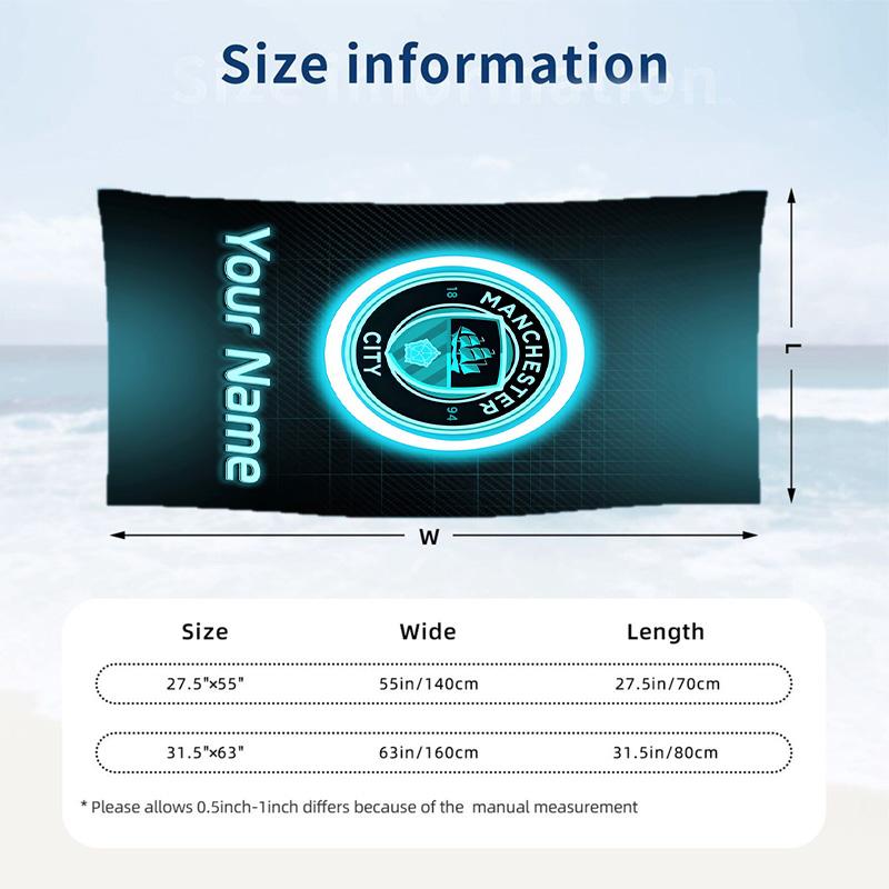 Beach Towel Manchester City Print Custom Name Text Soft Towel for Swimming Pool