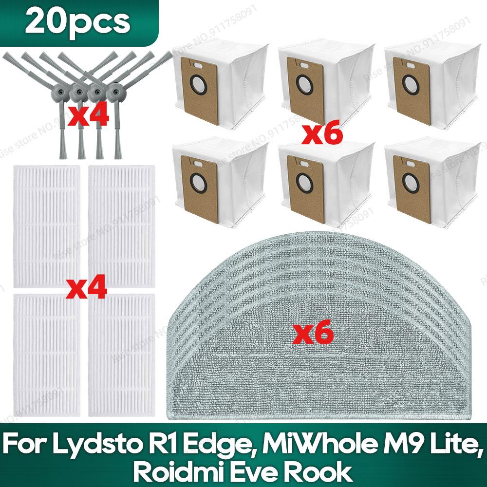 Compatible for Lydsto R1 Edge / R1D Edge, MiWhole M9 Lite, (Roidmi Eve Rook / Eve Rook S) Accessories Hepa Filter Mop Side Brush