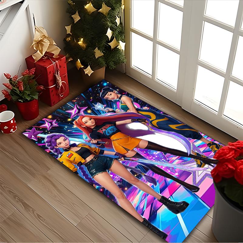 [Kpop Demon Hunters Printed Carpet] Non-slip Office Rug, Cozy Area Carprt for Living Room Use, Soft Home Sofa Chair Mat
