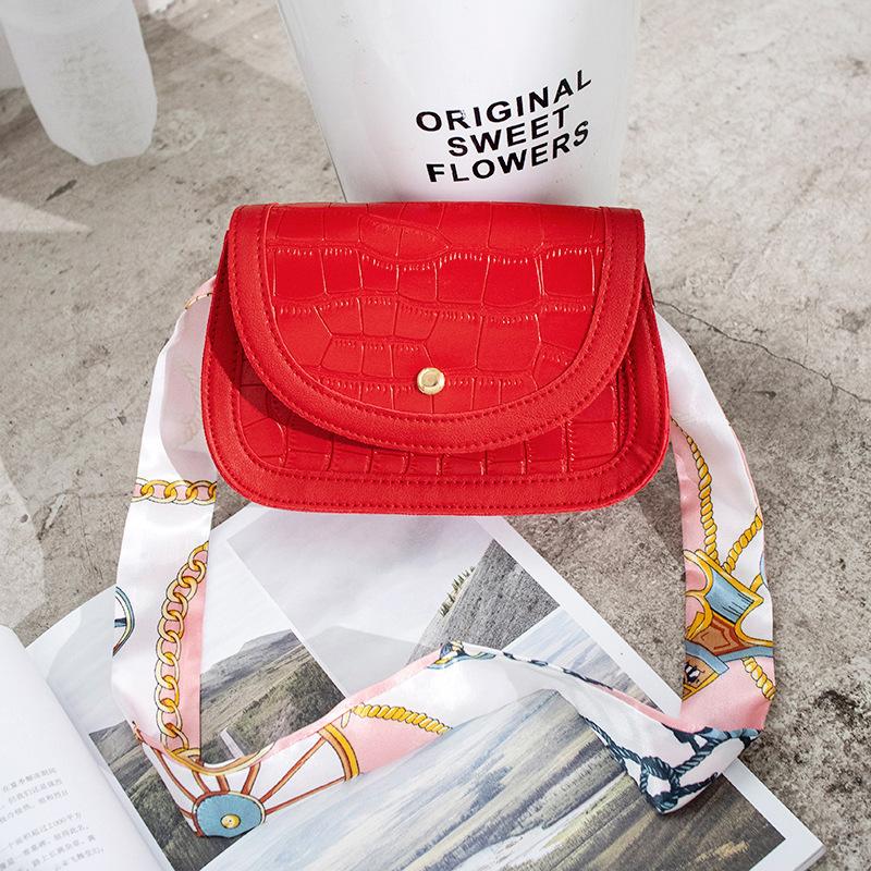 Women's Crocodile Pattern Shoulder Square Bag, Summer and Autumn New Product Personalized Silk Scarf Diagonal Span Change Bag