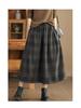 In-Stock Autumn 2025 Women's Warm A-line Woolen Plaid Mid-length Skirt