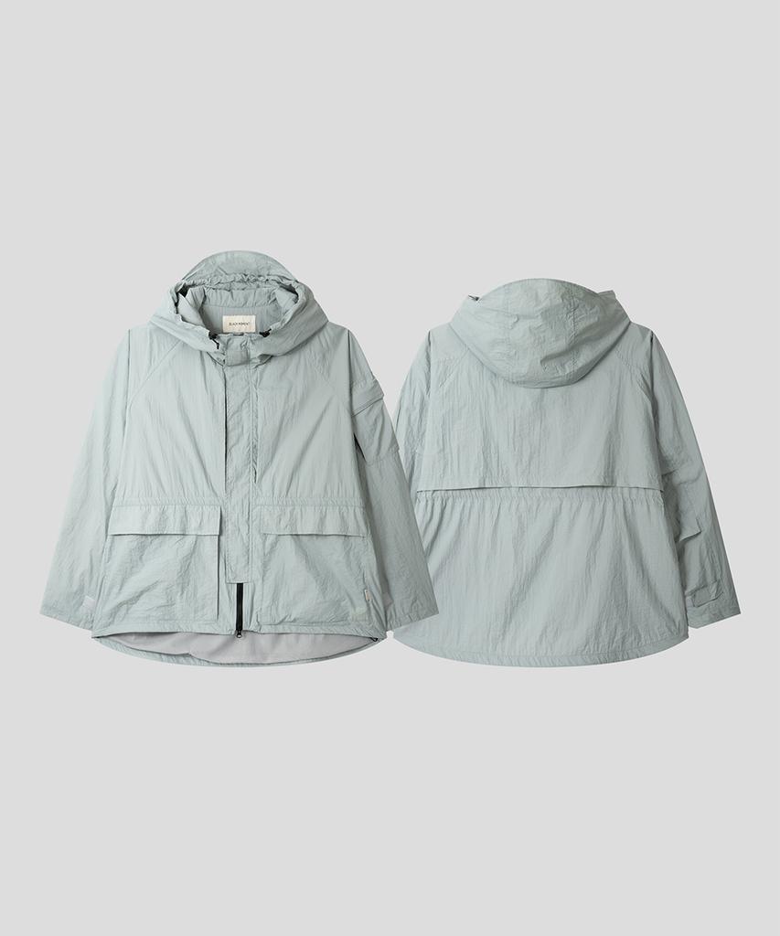 Black Moment Technical Hooded Windbreaker Jacket [Light Grey]
