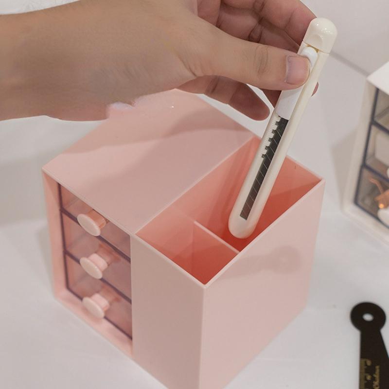 Nový organizér na tužky a psací potřeby s přihrádkami a zásuvkou, stojánek na kosmetiku, Kawaii doplňky na stůl, pro dívky, do kanceláře, školy, na pracovní plochu