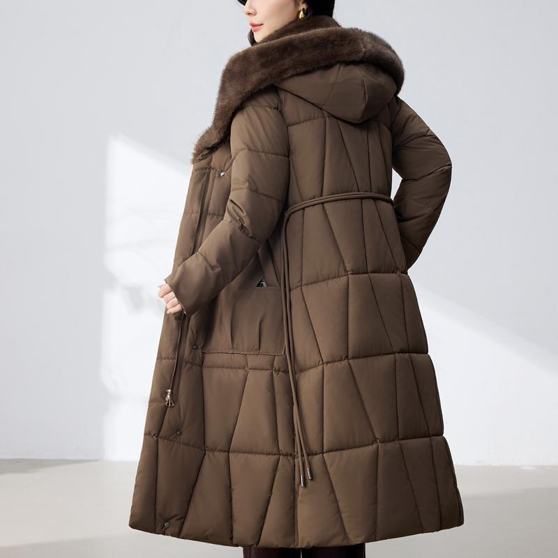 Fashion Woman Parkas Winter Long Coats Hooded Thick Warm Overcoat Women's Jackets With Belt