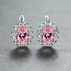 Elegant Light Luxury Pink Zircon Earrings for Women High-End Temperament Trendy Zircon Accessory