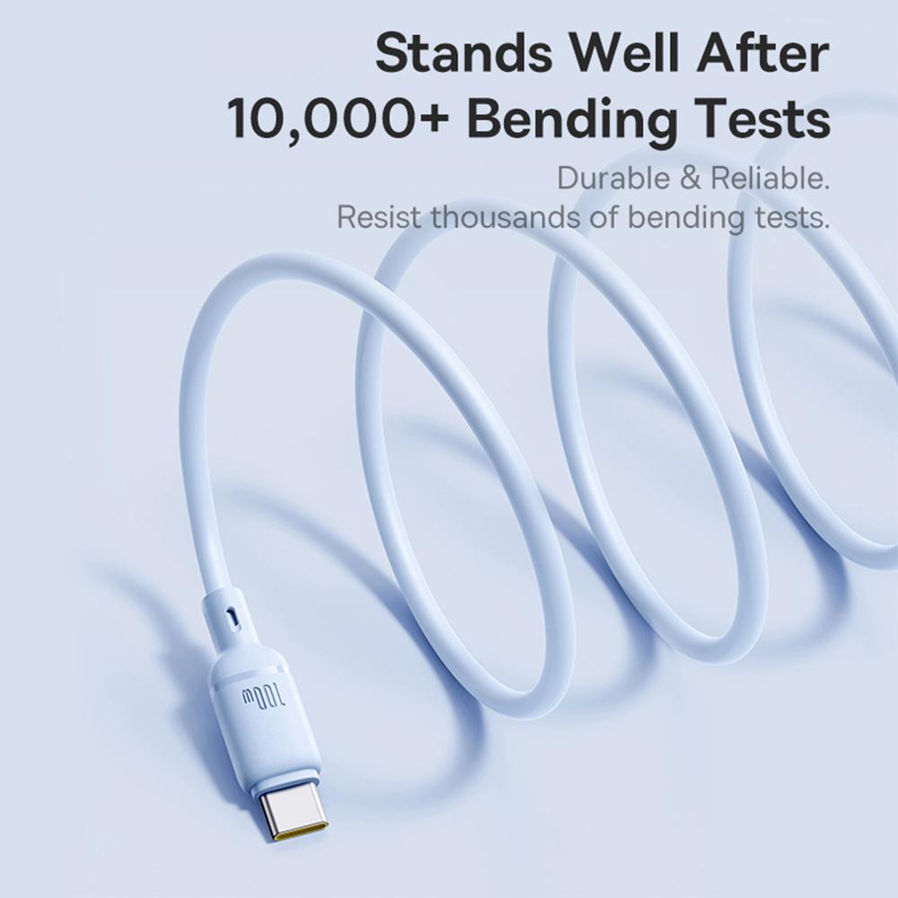 BASEUS Silky PD 100W Fast Charging Cable Soft PVC USB-C to USB-C Data Cord,Length: 1m